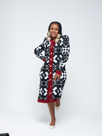 Kwasukela Limited Edition Knit Dress – Black, White & Maroon