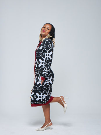 Kwasukela Limited Edition Knit Dress – Black, White & Maroon